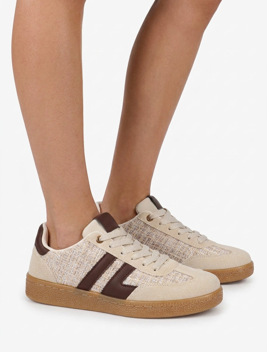 Zapatillas de tweed y ante - Beis