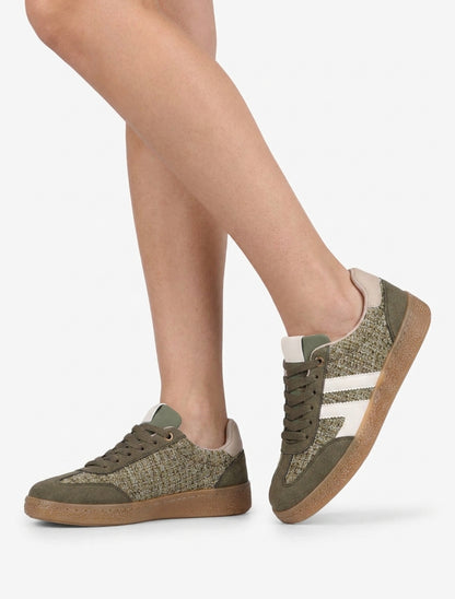 Zapatillas de tweed y ante - Caqui