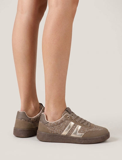 Zapatillas de tweed y ante - Topo