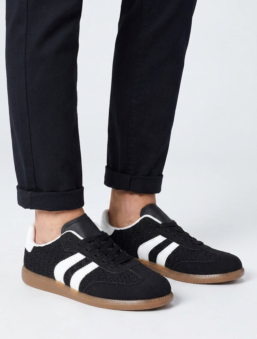Zapatillas de punto y bandas contrastantes - Negro