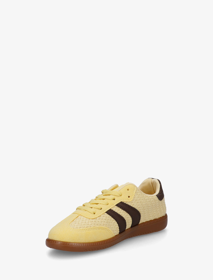 Sneakers en maille et bandes contrastantes - Jaune - 3