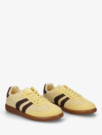 Sneakers en maille et bandes contrastantes - Jaune - 4
