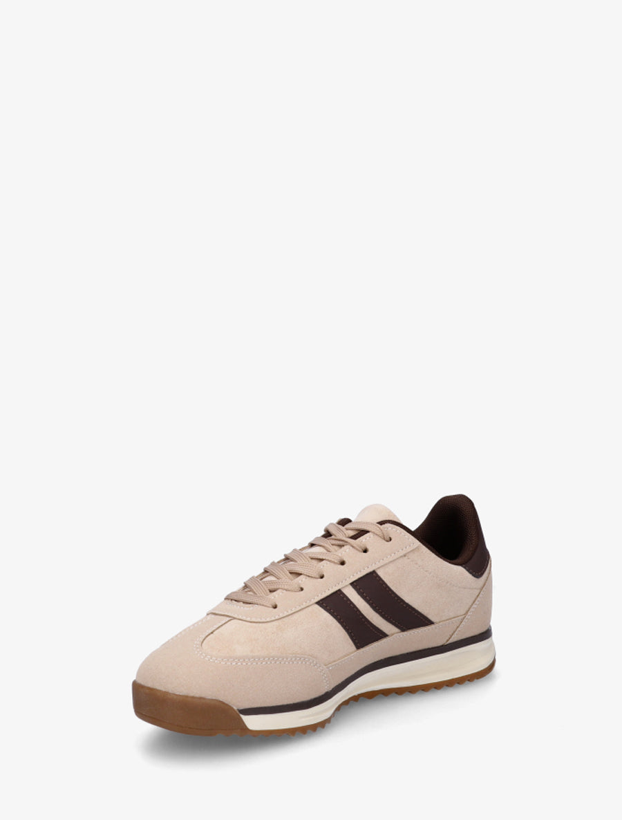 Sneakers en suédine et effet nubuck - Beige - 3