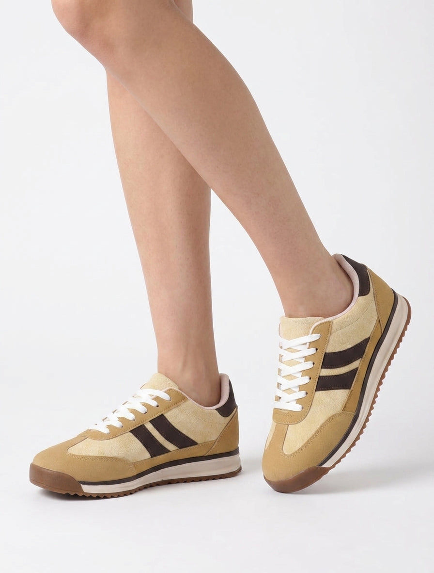 Zapatillas de deporte de ante y efecto nobuk - Amarillo