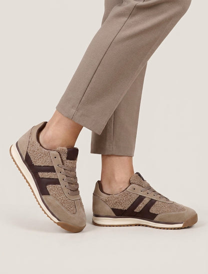Zapatillas de tela estilo lana rizada - Topo