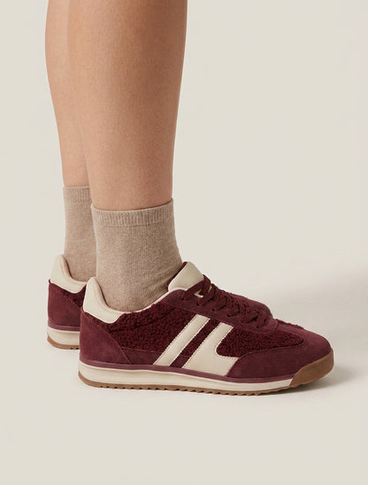Zapatillas de tela estilo lana rizada - Burdeos