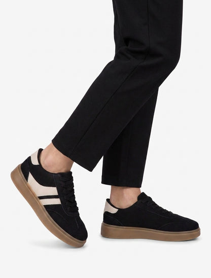 Zapatillas de gamuza con bandas de imitación - Negro