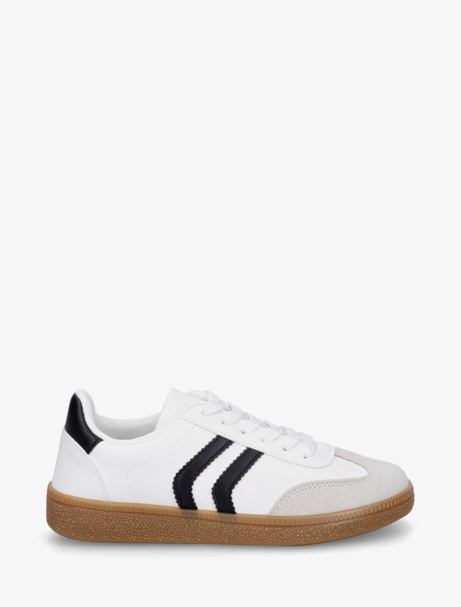 Sneakers effet nubuck à semelle caoutchouc - Blanc - 1