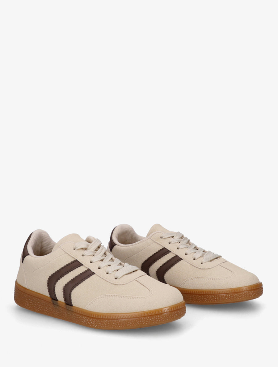 Sneakers effet nubuck à semelle caoutchouc - Beige - 4