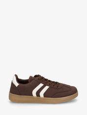 Sneakers effet nubuck à semelle caoutchouc - Marron - 1