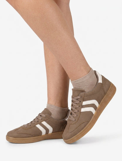 Zapatillas efecto nobuk con suela de goma - Topo
