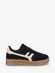 Baskets effet nubuck à empiècement graphique - Noir - 1