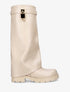 Bottes en simili à revers et bijou cadenas - Beige - 1