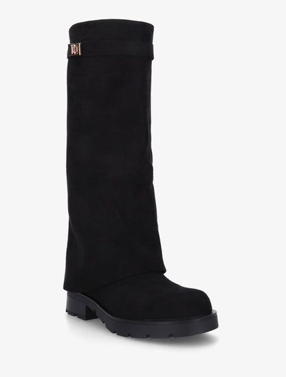 Bottes renversées en suédine - Noir - 2