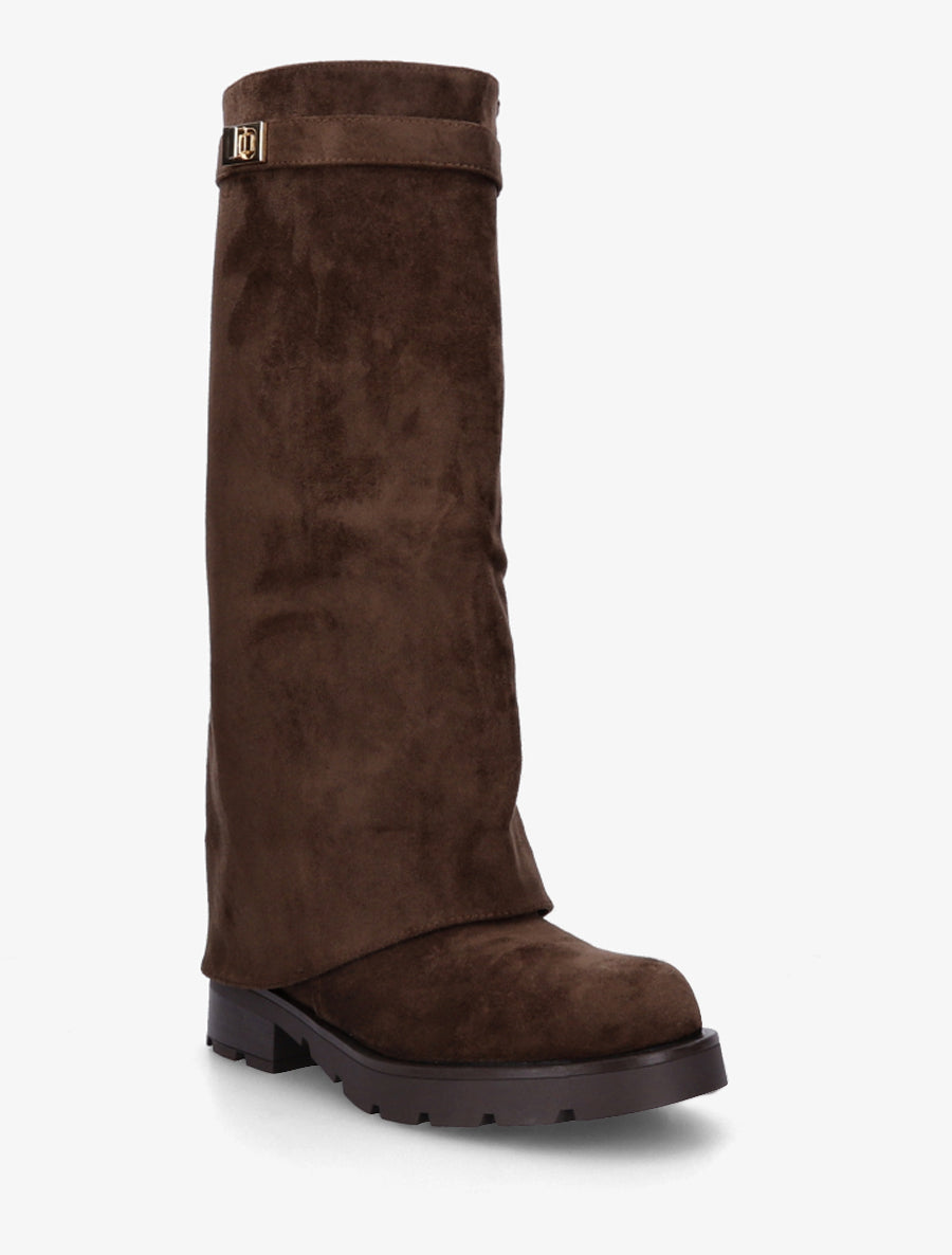 Bottes renversées en suédine - Marron - 2