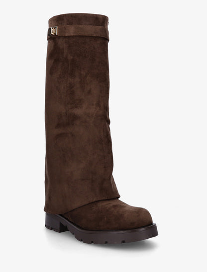 Bottes renversées en suédine - Marron - 2