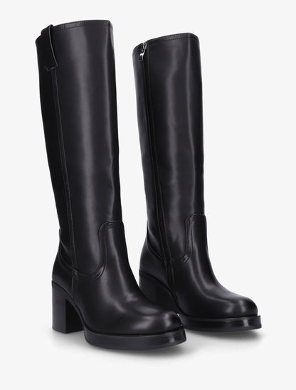 Bottes en simili à talon carré - Noir - 4