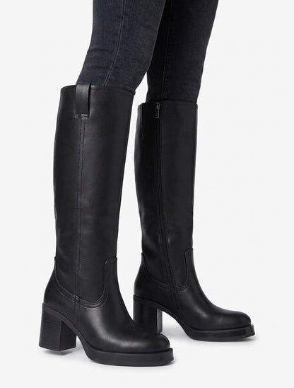 Botas de imitación con tacón cuadrado - Negro