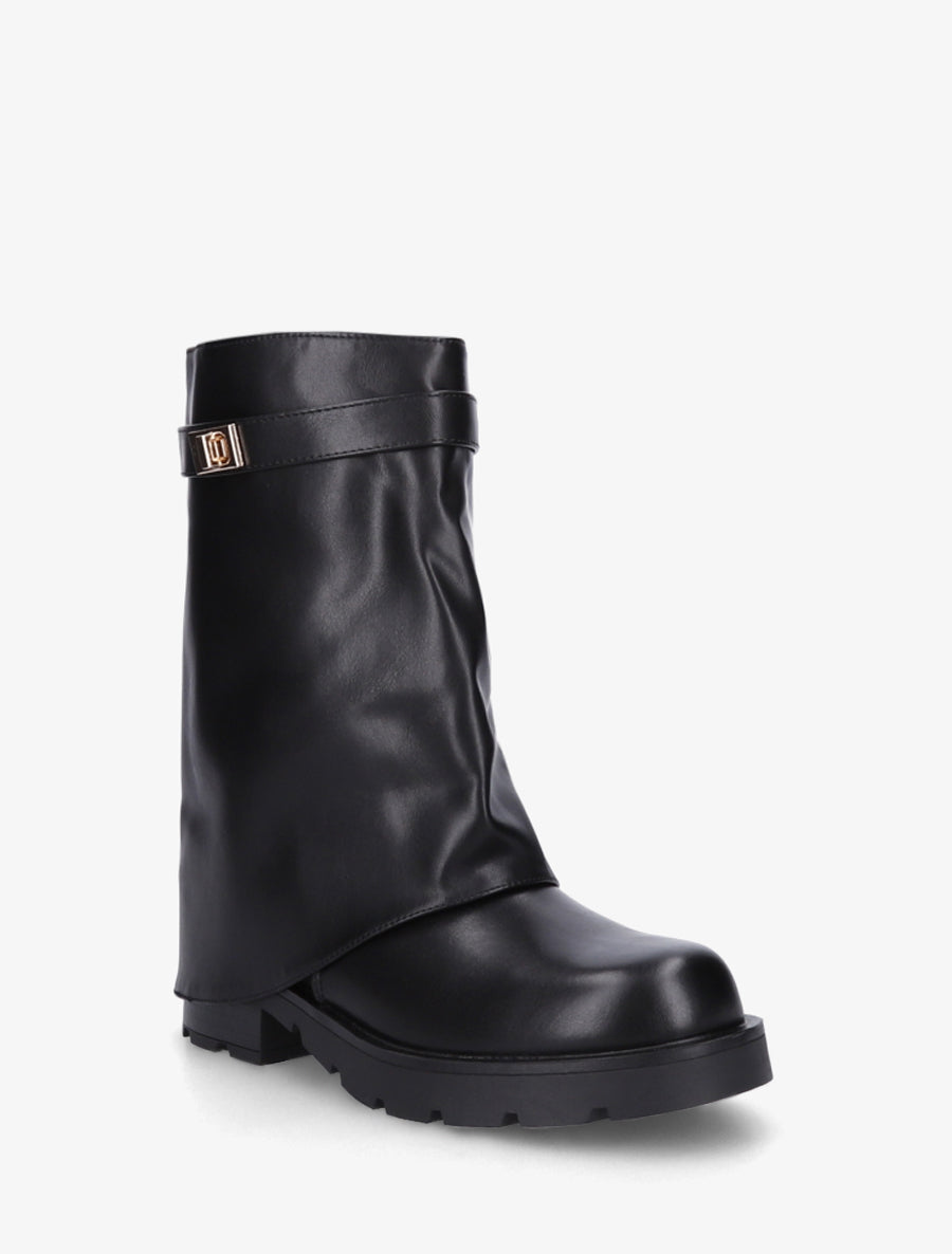 Bottines renversées à sangle et bijou - Noir - 2