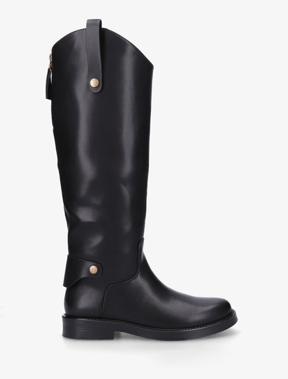 Bottes en simili à bout rond - Noir - 1