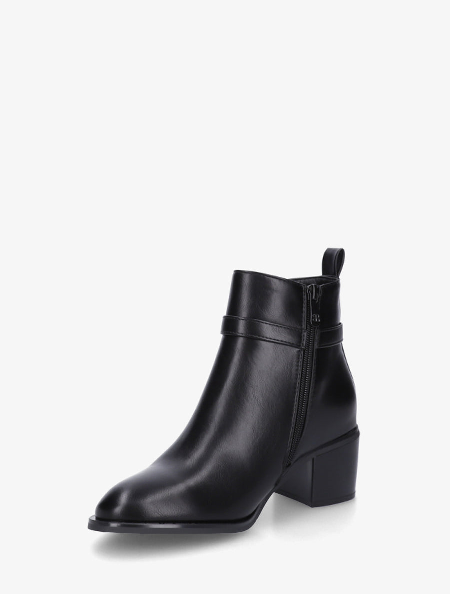 Bottines en simili à talon - Noir - 3