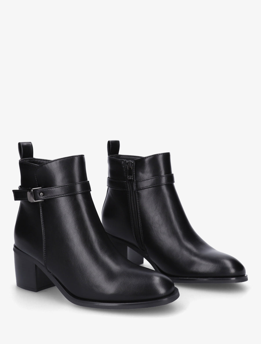 Bottines en simili à talon - Noir - 4
