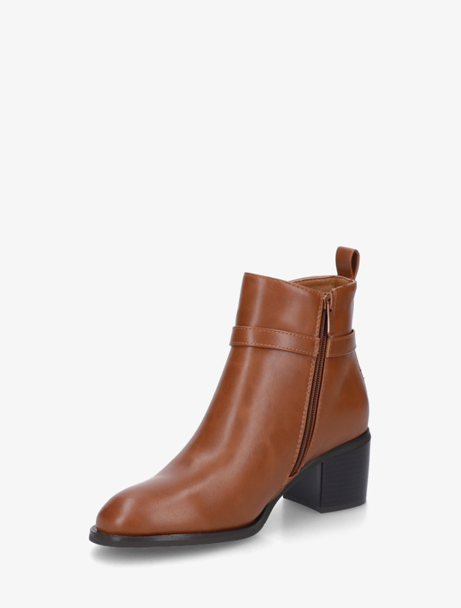 Bottines en simili à talon - Camel - 3