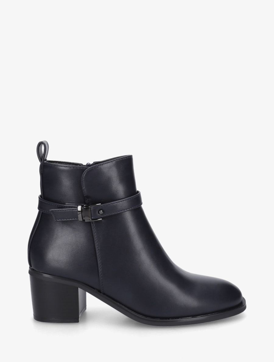 Bottines en simili à talon - Marine - 1
