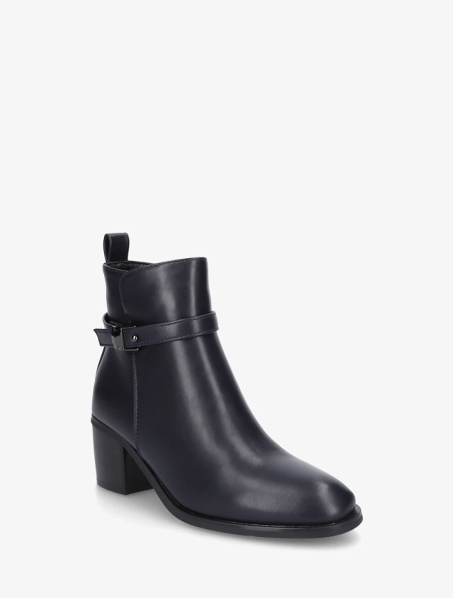 Bottines en simili à talon - Marine - 2