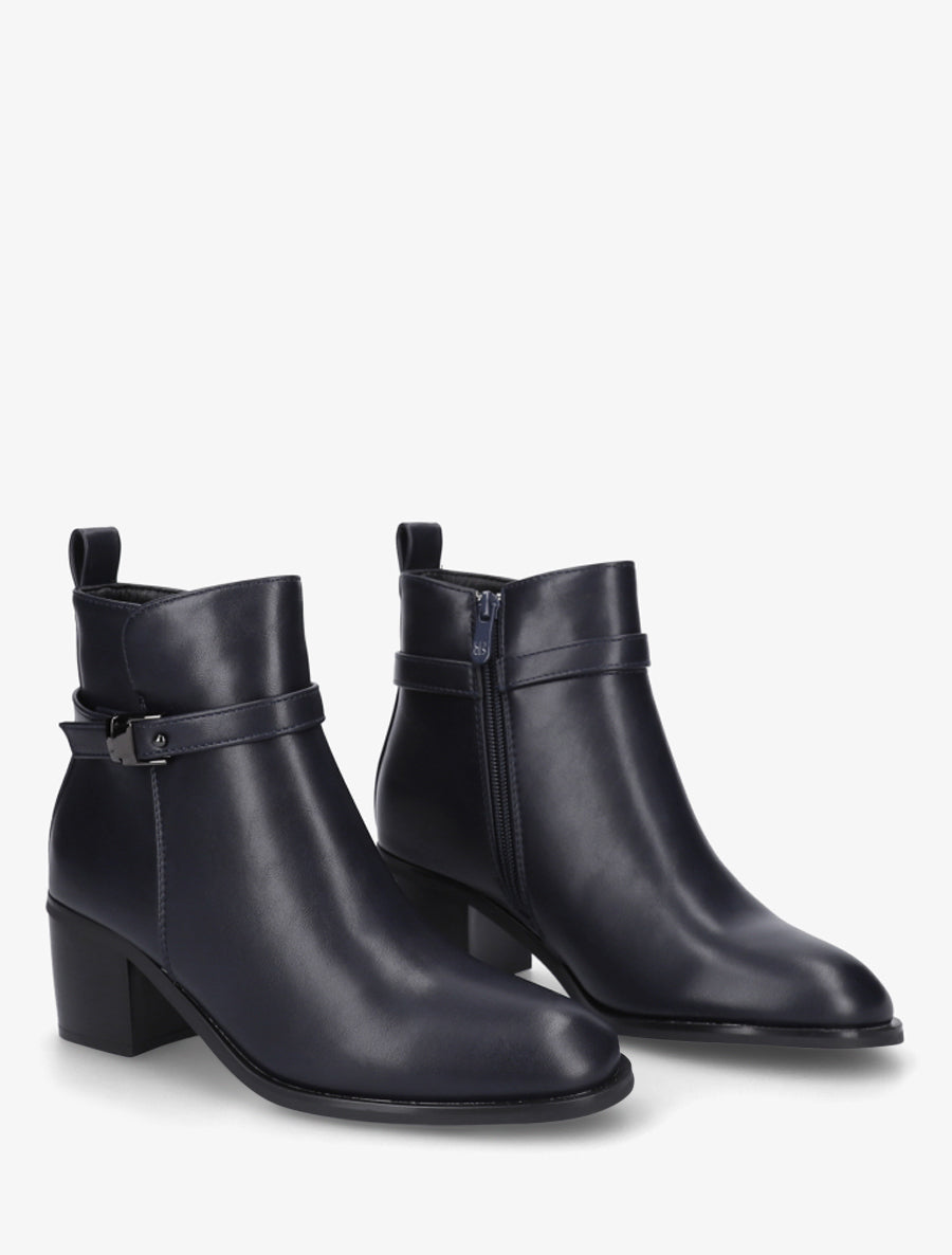 Bottines en simili à talon - Marine - 4