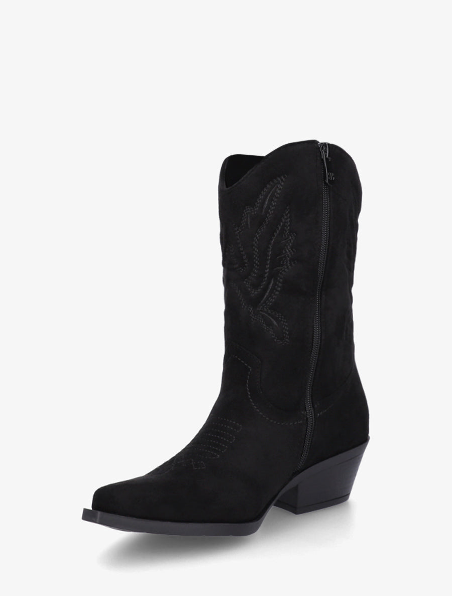 Bottines style santiags en suédine - Noir - 3