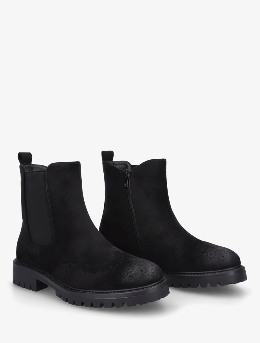 Bottines élastiquées en suédine - Noir - 4