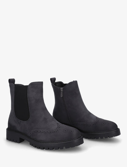 Bottines élastiquées en suédine - Bleu nuit - 4