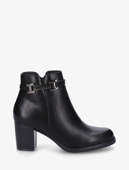 Bottines en simili à sangle décorative - Noir - 1