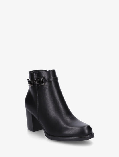 Bottines en simili à sangle décorative - Noir - 2