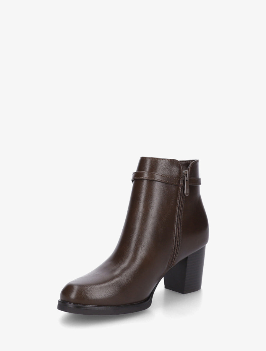 Bottines en simili à sangle décorative - Marron - 3