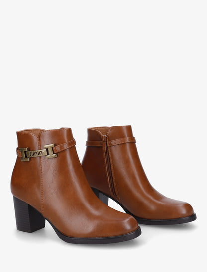 Bottines en simili à sangle décorative - Camel - 4