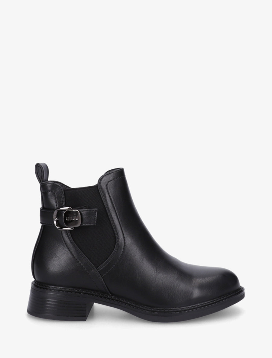 Bottines en simili à cheville élastiquée - Noir - 1
