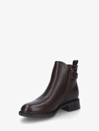 Bottines en simili à cheville élastiquée - Chocolat - 3
