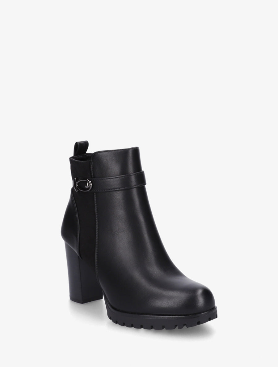 Bottines à empiècement en suédine et talon haut - Noir - 2