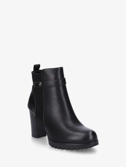 Bottines à empiècement en suédine et talon haut - Noir - 2