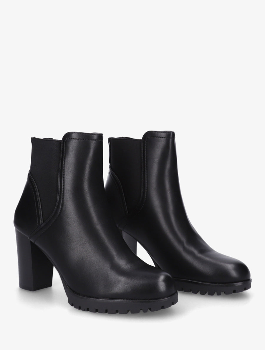 Bottines à talon haut et semelle crantée en simili - Noir - 4