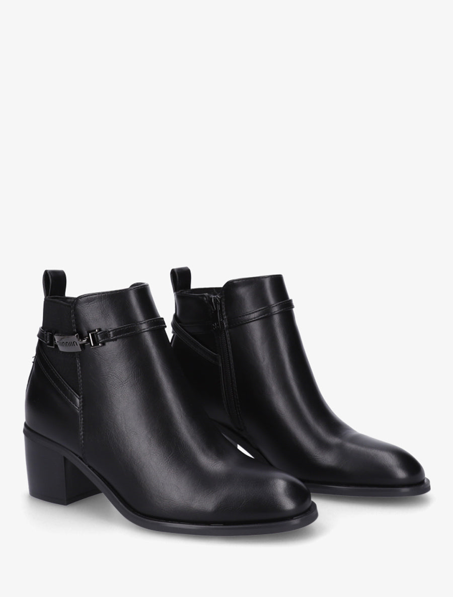 Bottines élastiquées en simili - Noir - 4