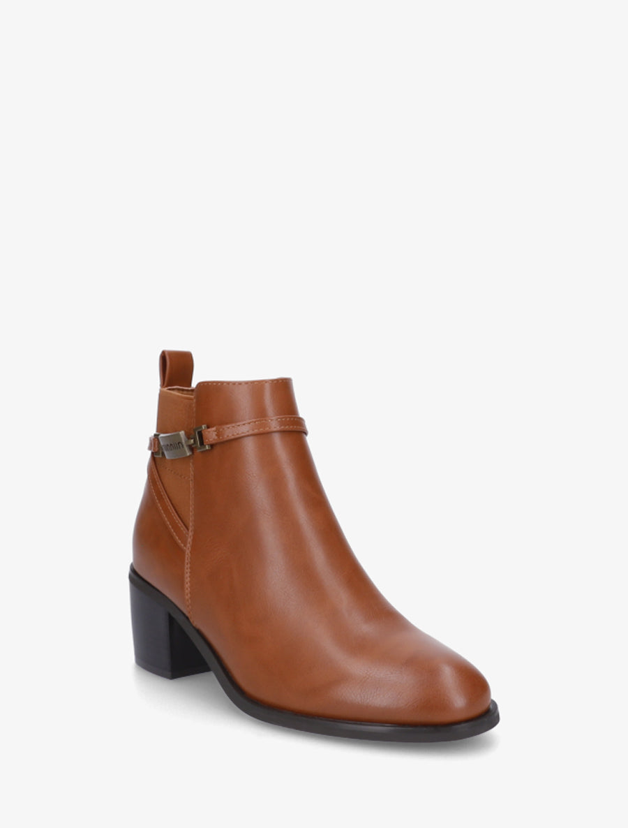 Bottines élastiquées en simili - Camel - 2