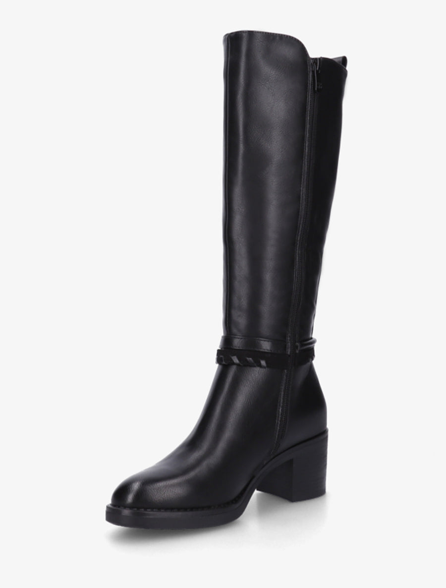 Bottes en simili à sangles fantaisies - Noir - 3