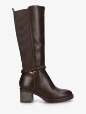 Bottes en simili à sangles fantaisies - Marron - 1