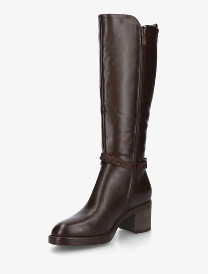 Bottes en simili à sangles fantaisies - Marron - 3