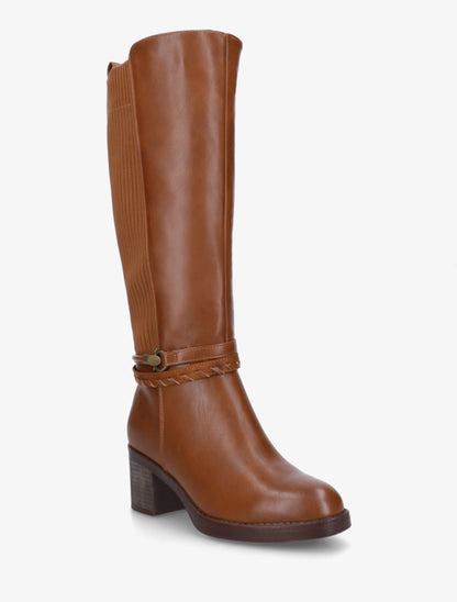 Bottes en simili à sangles fantaisies - Camel - 2