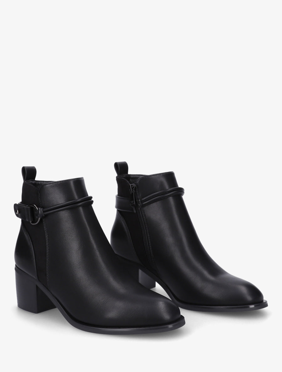 Bottines en simili et suédine - Noir - 4