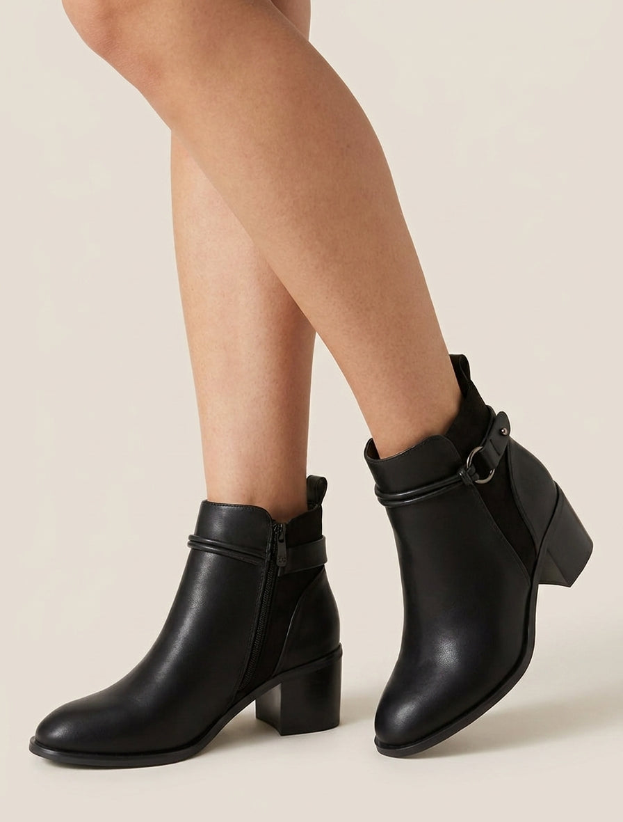 Botines de imitación y ante - Negro